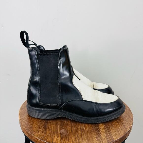 Dr Martens Aimelya Black And White Leather Chelsea Boots Women’s Size 7 - Picture 5 of 12